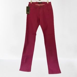 LOG Denim Couture Burgundy Stretch Skinny Jeans Tapered Mid Rise Women’s 28x32.5